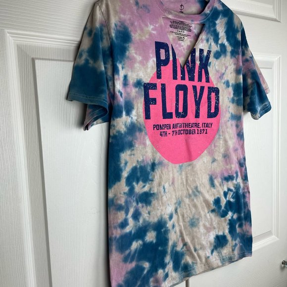 Pink Floyd Shirt Perryscope Tie Dye Tee Casual Style Cutout “V” At Chest S NEW - Picture 2 of 5